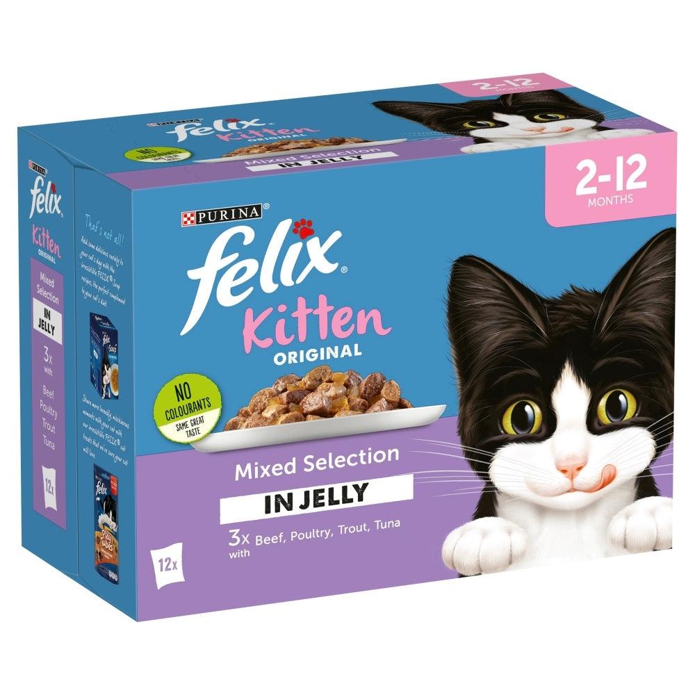 Felix Pouch Kitten Mixed Selection (Beef) in Jelly 12 x 100g - North East Pet Shop Felix