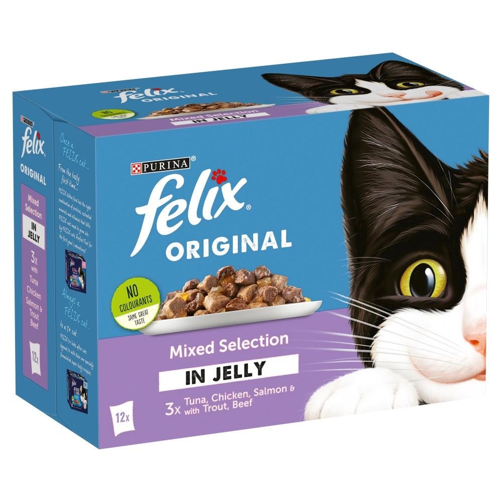 Felix Pouch Mixed Selection in Jelly 12 x 100g - North East Pet Shop Felix