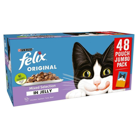 Felix Pouches Mixed Selection in Jelly 96 x 100g - North East Pet Shop Felix