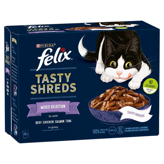 Felix Pouches Tasty Mixed Selection in Gravy 12 x 80g - North East Pet Shop Felix