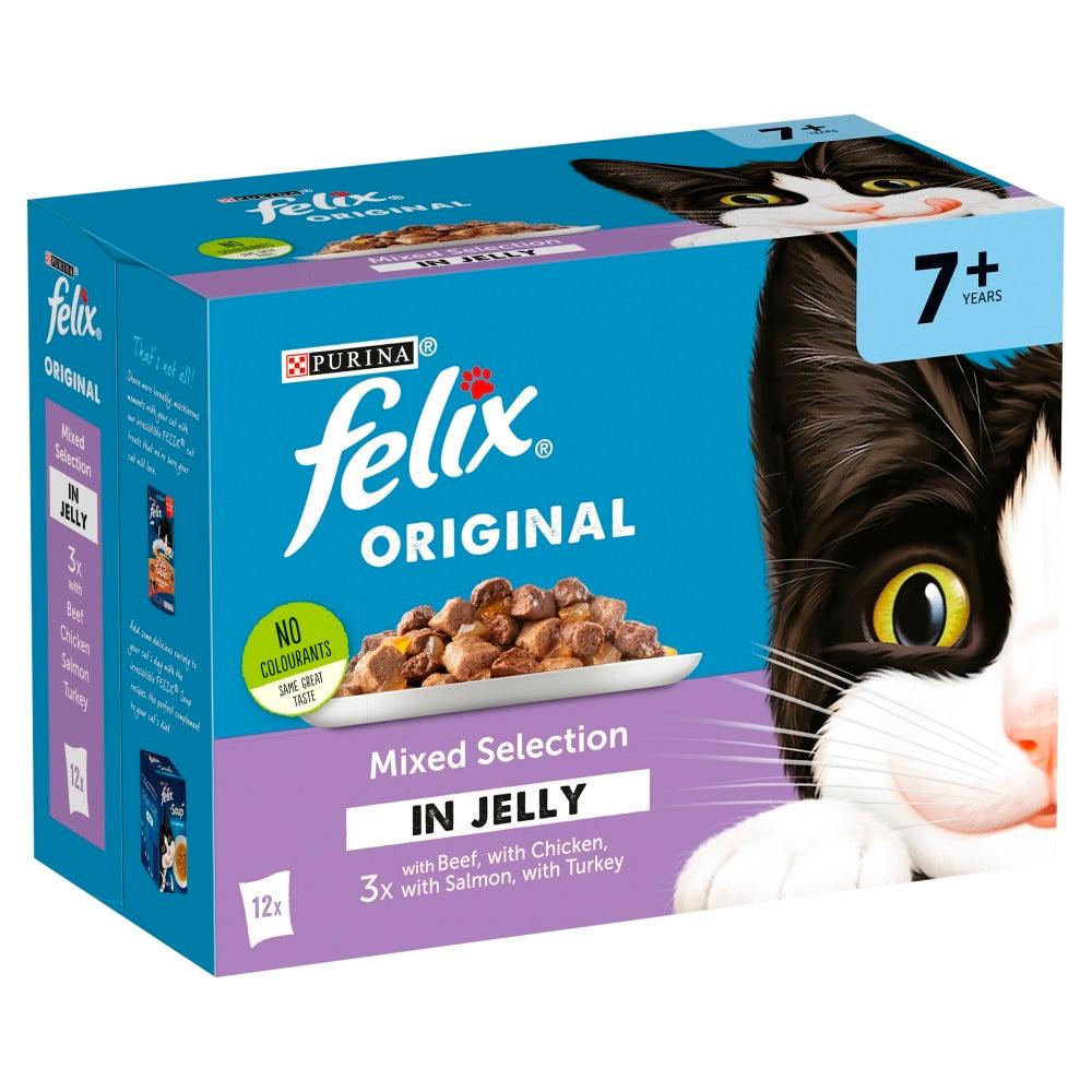 Felix Senior Pouch Variety Pack in Jelly 412 x 100g - North East Pet Shop Felix