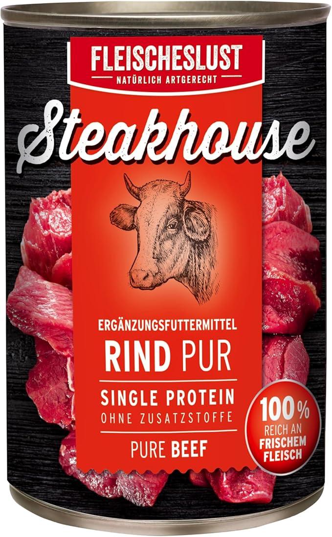 Fleischeslust Steakhouse Pure Beef (6 x 400g) - North East Pet Shop FLEISCHESLUST