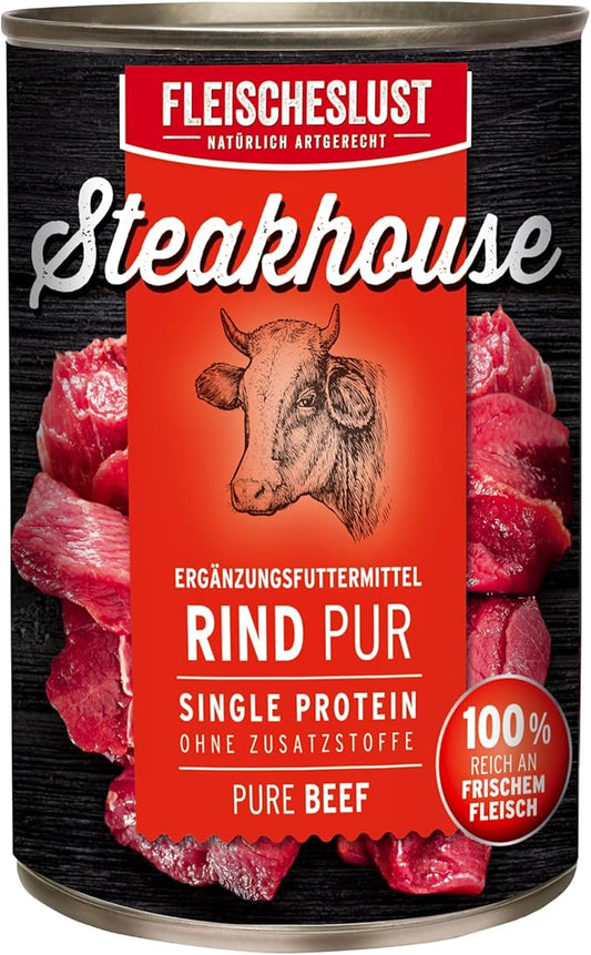 Fleischeslust Steakhouse Pure Beef (6 x 400g) - North East Pet Shop FLEISCHESLUST