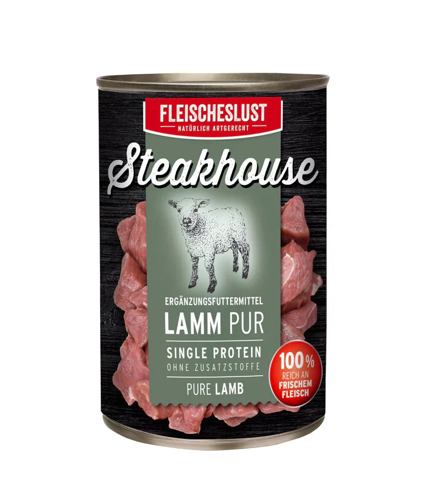 Fleischeslust Steakhouse Pure Lamb (6 x 400g) - North East Pet Shop FLEISCHESLUST