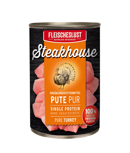 Fleischeslust Steakhouse Pure Turkey (6 x 400g) - North East Pet Shop FLEISCHESLUST