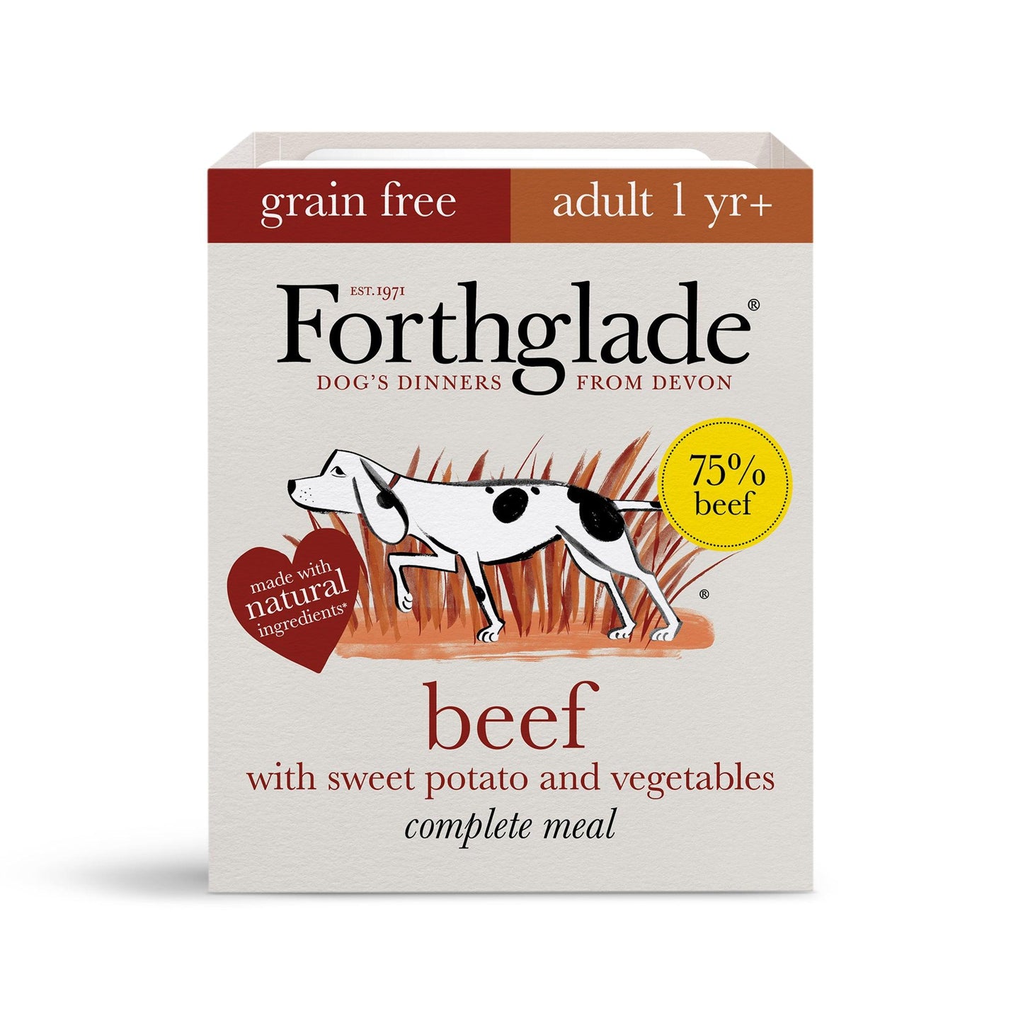 Forthglade Adult Complete Grain Free Beef with Sweet Potato & Veg Trays 18 x 395g - North East Pet Shop Forthglade