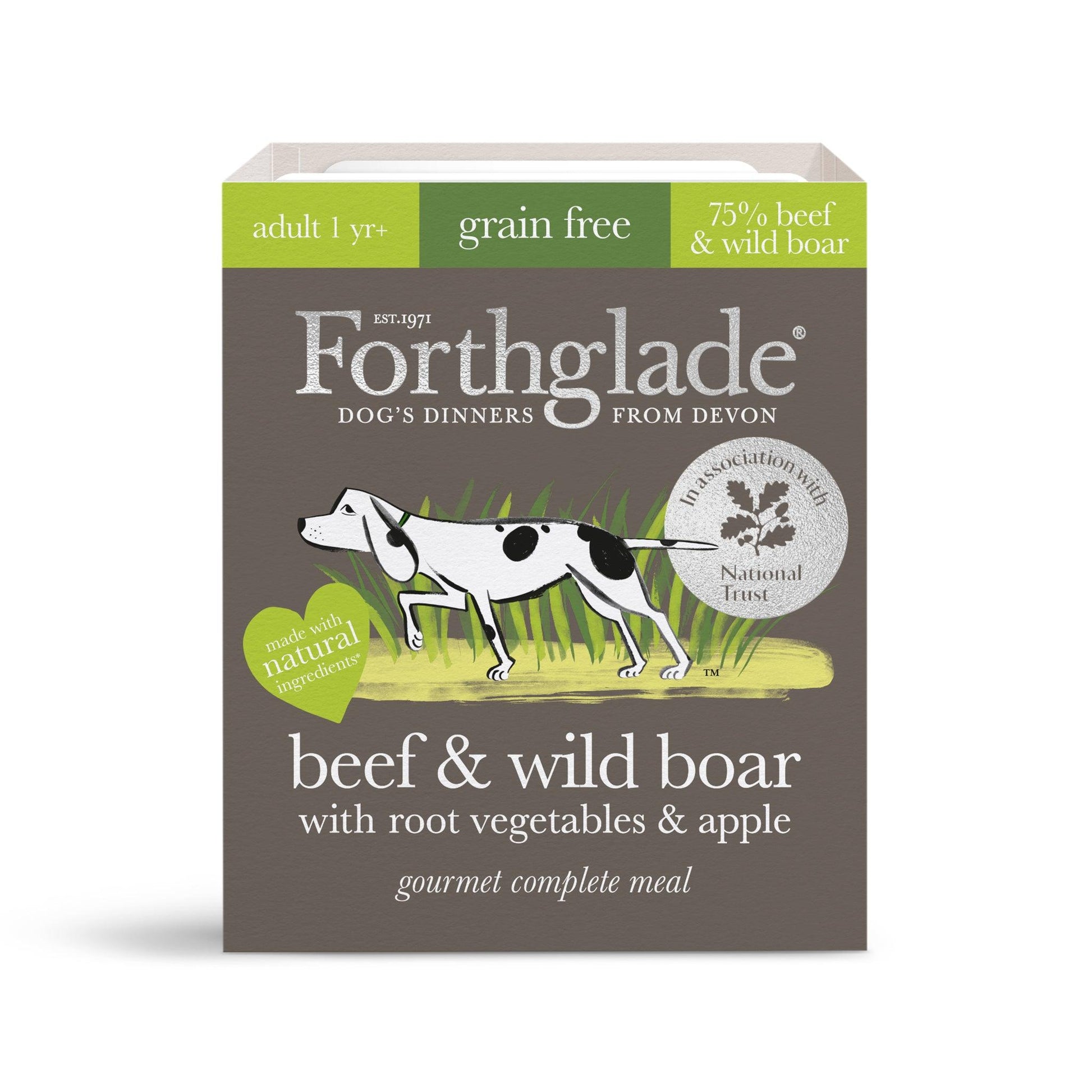 Forthglade Adult Gourmet Grain Free Beef & Wild Boar with Root Vegetables & Apple Trays 7x395g - North East Pet Shop Forthglade