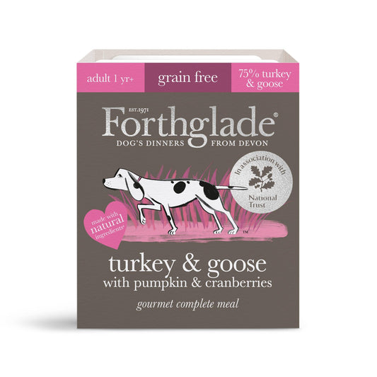 Forthglade Adult Gourmet Grain Free Turkey & Goose with Pumpkin & Cranberry Trays 7x395g - North East Pet Shop Forthglade