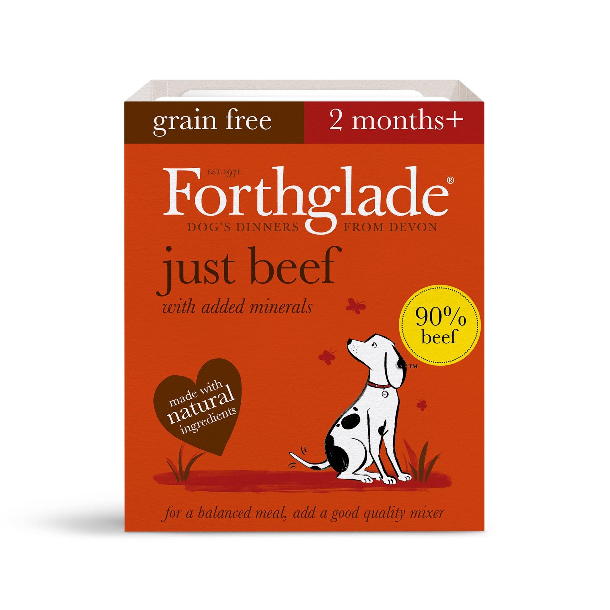 Forthglade Adult Just Grain Free Beef Trays 18 x 395g - North East Pet Shop Forthglade