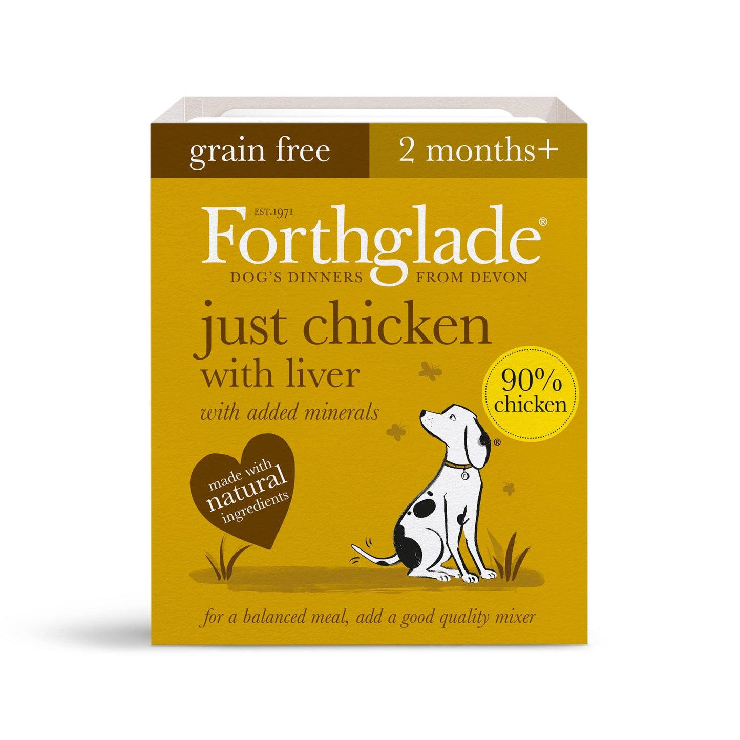 Forthglade Adult Just Grain Free Chicken & Liver Trays 18 x 395g - North East Pet Shop Forthglade