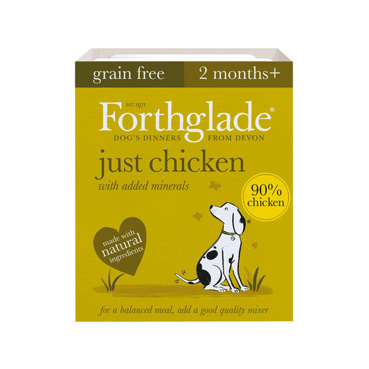 Forthglade Adult Just Grain Free Chicken Trays 18 x 395g - North East Pet Shop Forthglade