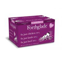 Forthglade Just 90% Multicase Grain Free 12 Pack (4xChicken, 4xLamb, 4xBeef), 395g - North East Pet Shop Forthglade