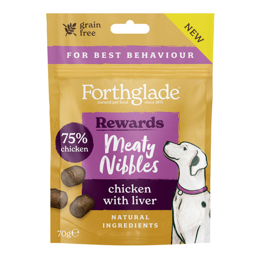 Forthglade Meaty Nibbles Grain Free Chicken with Liver Treats 70g - North East Pet Shop Forthglade