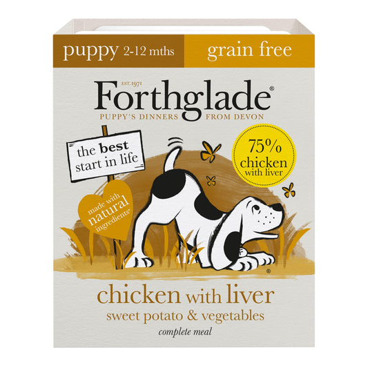 Forthglade Puppy Complete Grain Free Chicken with Liver & Veg Trays 18 x 395g - North East Pet Shop Forthglade