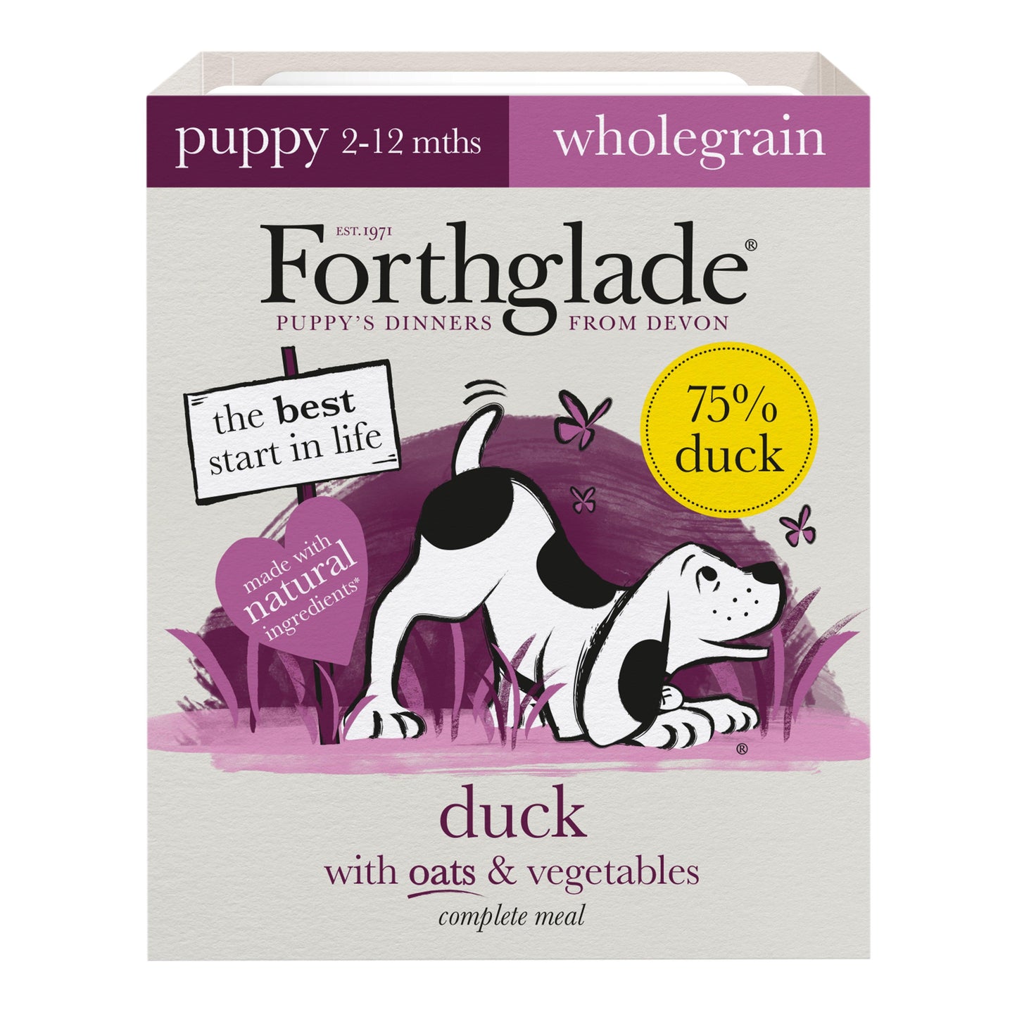 Forthglade Puppy Complete Wholegrain Duck with Oats & Veg Trays 18 x 395g - North East Pet Shop Forthglade