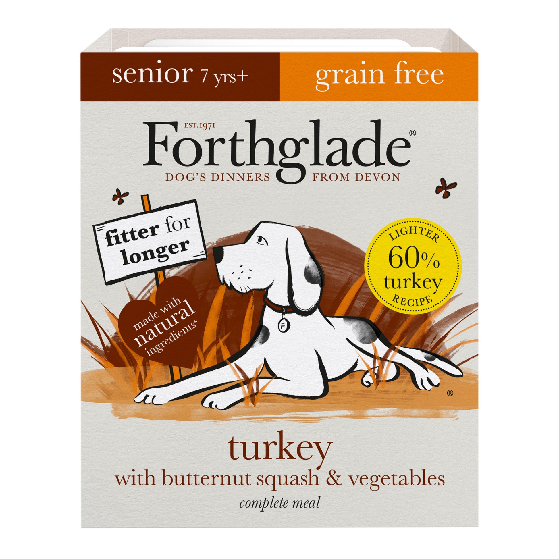 Forthglade Senior Complete Grain Free Turkey Butternut Squash & Veg Trays 18 x 395g - North East Pet Shop Forthglade