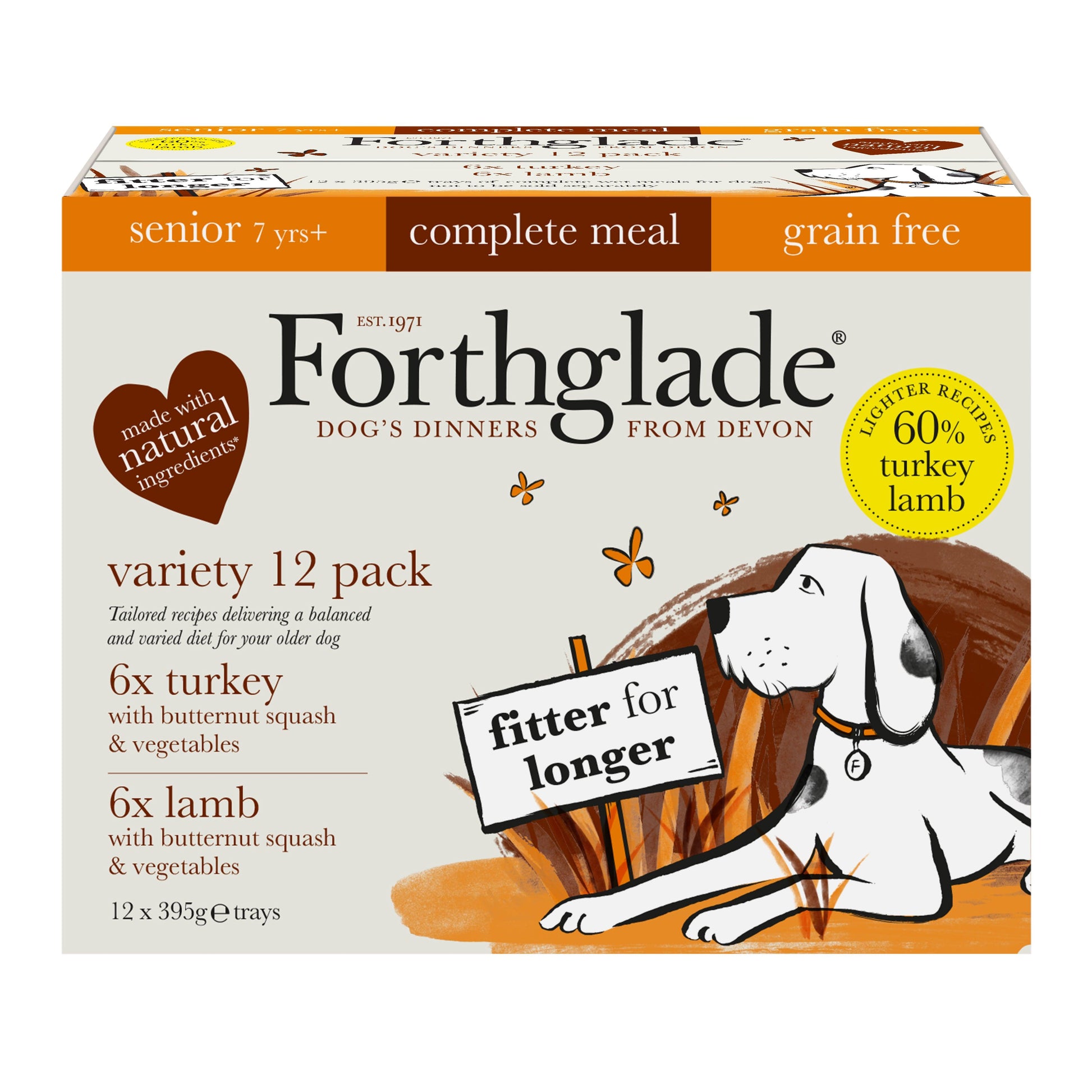 Forthglade Senior Complete Grain Free Variety Butter Squash & Veg Trays 12 x 395g - North East Pet Shop Forthglade