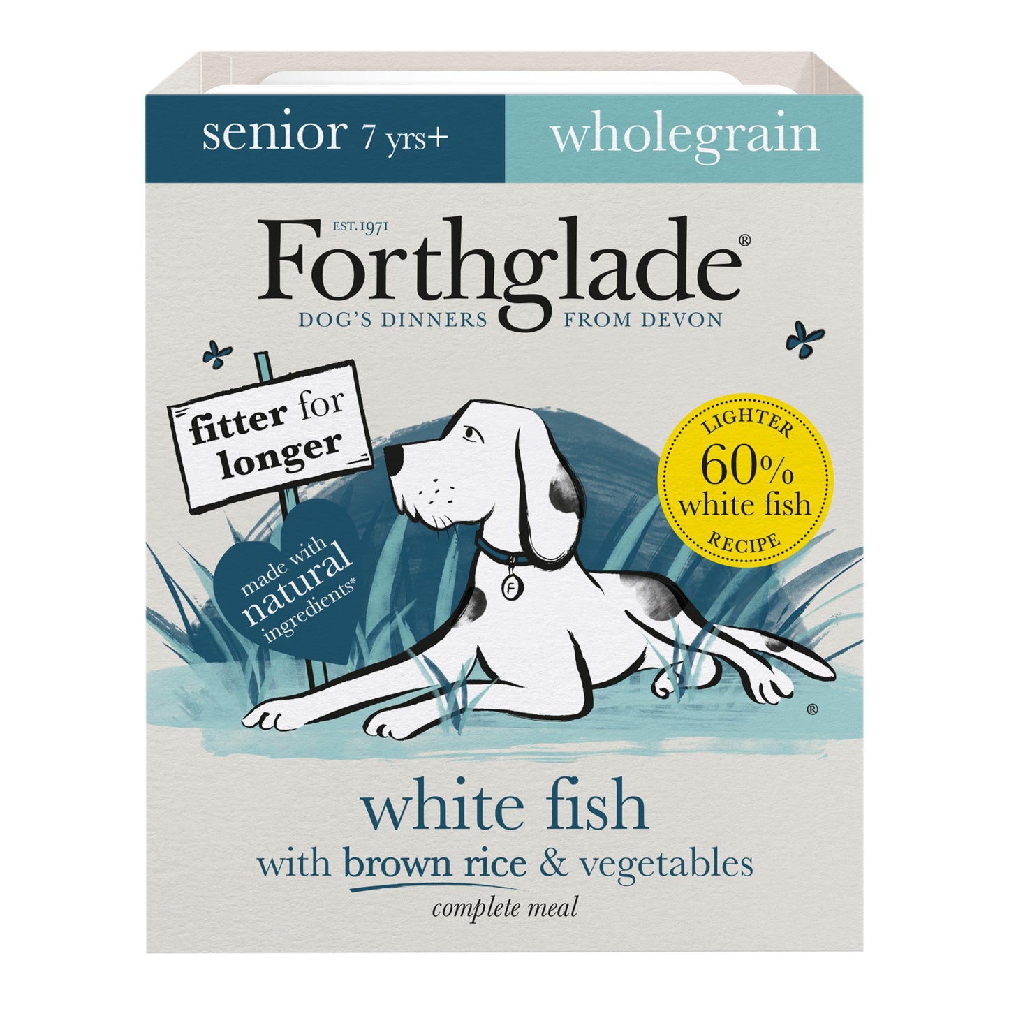 Forthglade Senior Complete Wholegrain White Fish Brown Rice & Veg Trays 18 x 395g - North East Pet Shop Forthglade