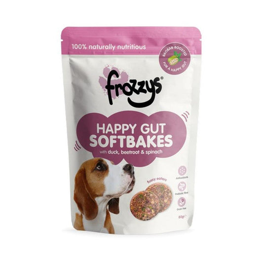 Frozzys Happy Gut Softbakes Boosted with BAOBAB - Duck, Beetroot & Spinach Flavour 80g - North East Pet Shop Frozzys