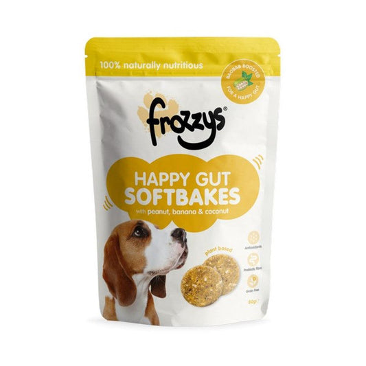 Frozzys Happy Gut Softbakes Boosted with BAOBAB - Peanut, Banana & Coconut Flavour 80g - North East Pet Shop Frozzys