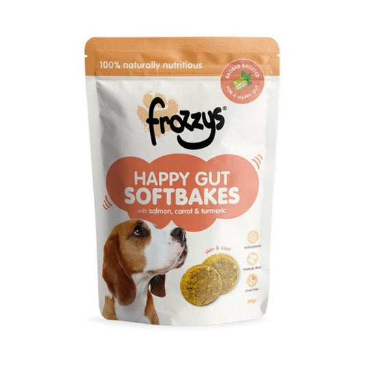 Frozzys Happy Gut Softbakes Boosted with BAOBAB - Salmon, Carrot & Tumeric Flavour 80g - North East Pet Shop Frozzys