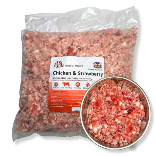 Fur Baby Nutrition Chicken & Strawberry Frozen Dog Food 1kg - North East Pet Shop Fur Baby Nutrition