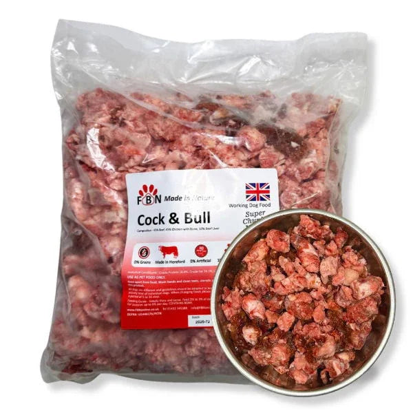 Fur Baby Nutrition Cock & Bull 80-10-10 Frozen Dog Food 1kg - North East Pet Shop Fur Baby Nutrition