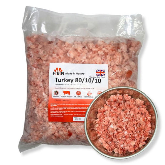 Fur Baby Nutrition Turkey 80-10-10 Frozen Dog Food 1kg - North East Pet Shop Fur Baby Nutrition