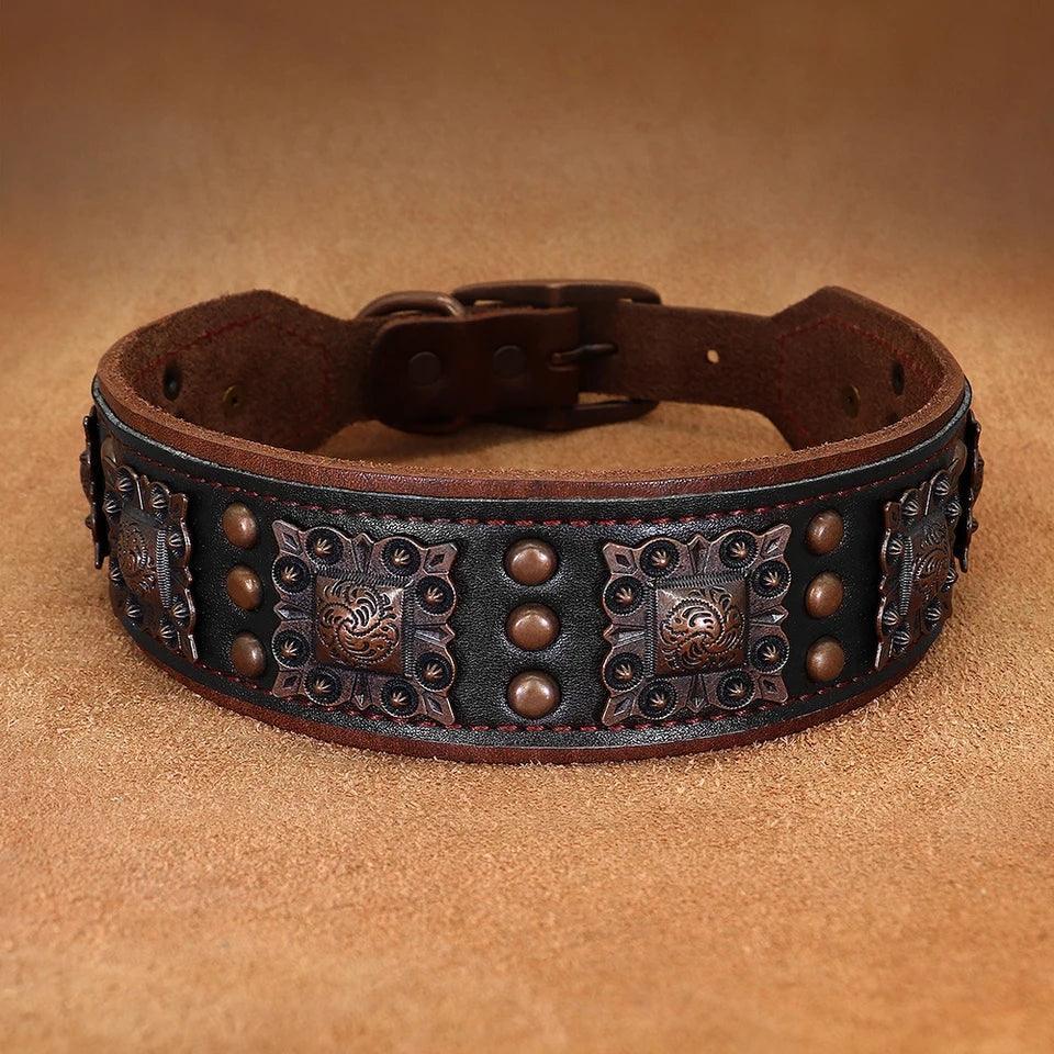 Rustic leather dog collar top