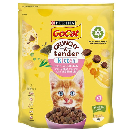 Go-Cat Crunchy & Tender Kitten Chicken, Turkey & Veg 800g - North East Pet Shop Go-Cat