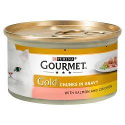 Gourmet Gold Salmon & Chicken in Chunks in Gravy 12 x 85g - North East Pet Shop Gourmet