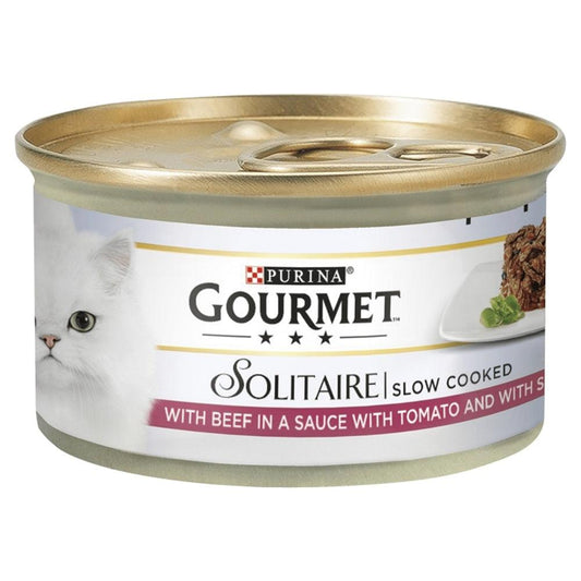 Gourmet Solitaire Slow Cook Beef 12x85g - North East Pet Shop Gourmet