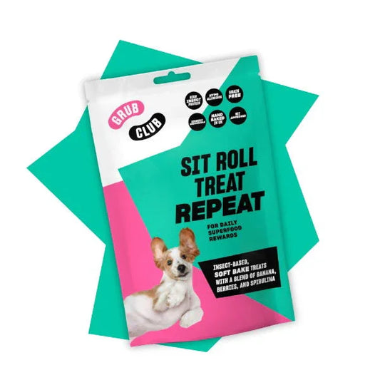 Grub Club Sit Roll Treat Repeat Dog Treats 100g - North East Pet Shop Grub Club