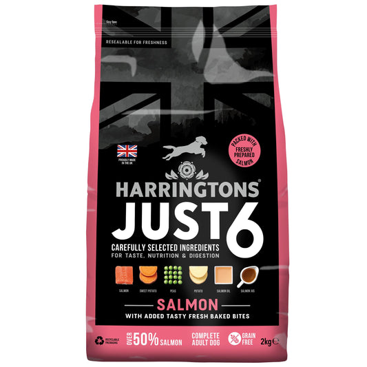 Harringtons Dog Just 6 Salmon 4x2kg - North East Pet Shop Harringtons