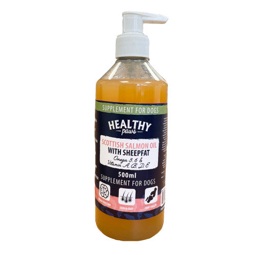 Heathly Paws Scottish Salmon Oil with Sheepfat 500ml - North East Pet Shop Healthy Paws