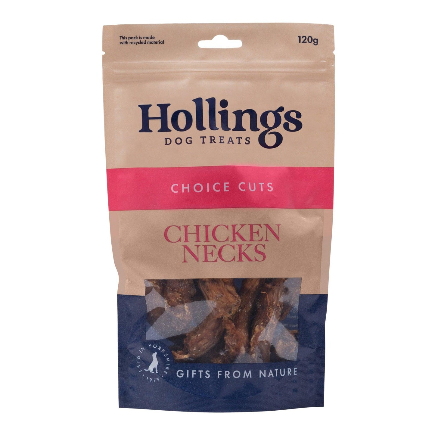 Hollings 100% Nat Chicken Necks 120g - North East Pet Shop Hollings