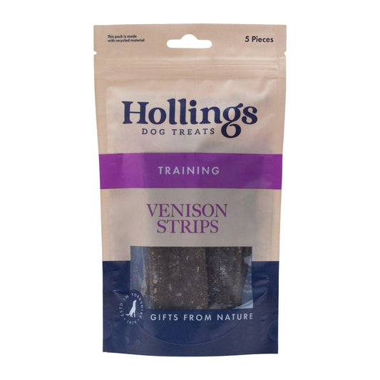 Hollings 100% Nat Venison Strips 5pk - North East Pet Shop Hollings