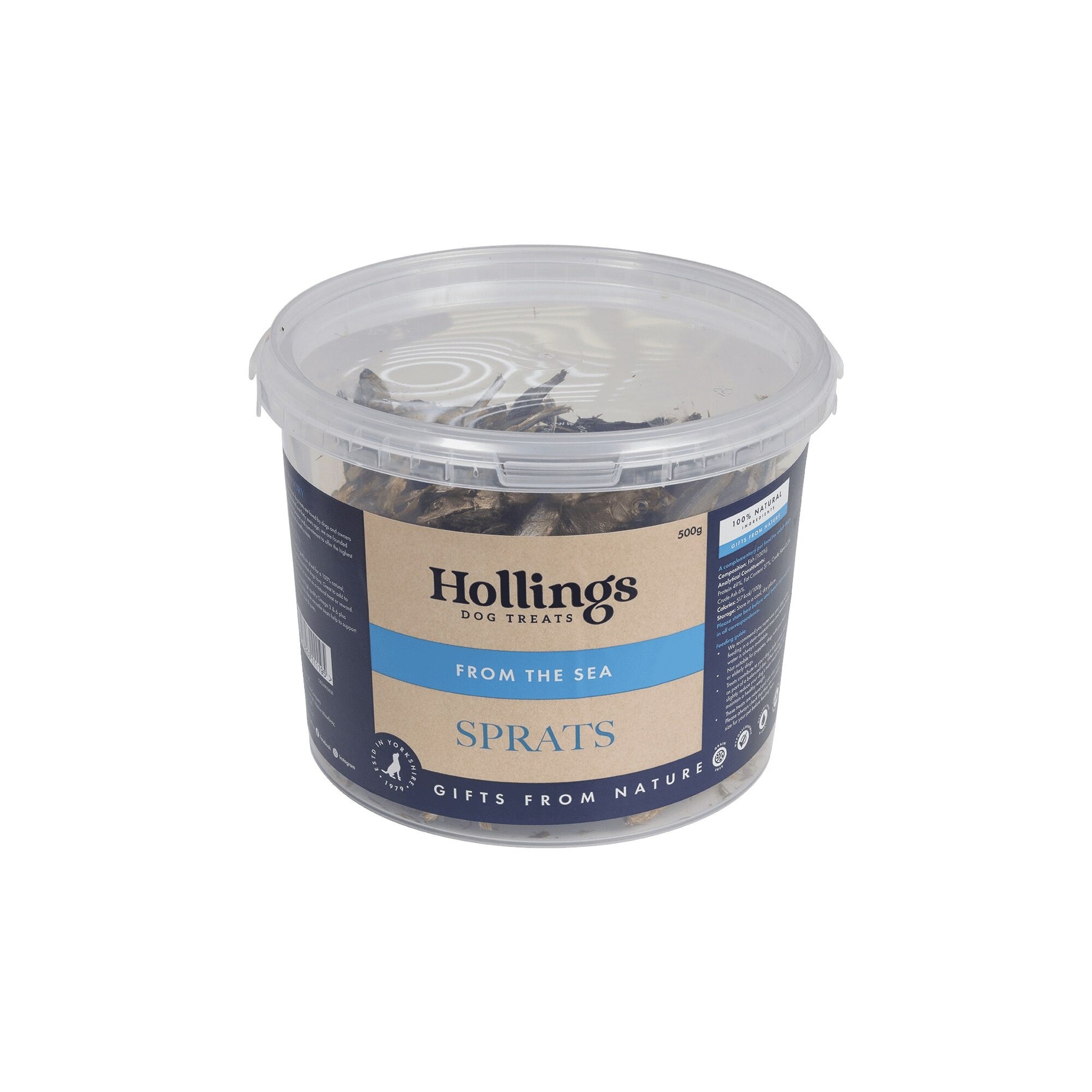 Hollings From the Sea - Sprats Tub 500g Bucket - North East Pet Shop Hollings