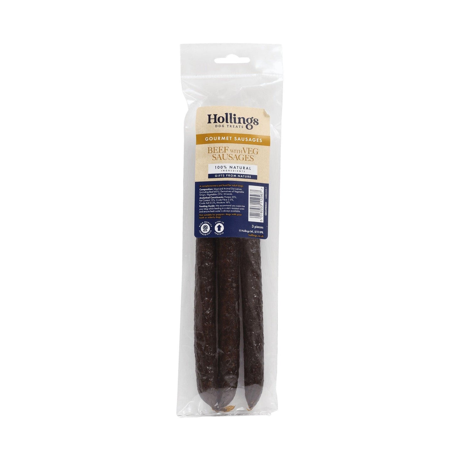 Hollings Sausage Beef & Veg x 3pk - North East Pet Shop Hollings