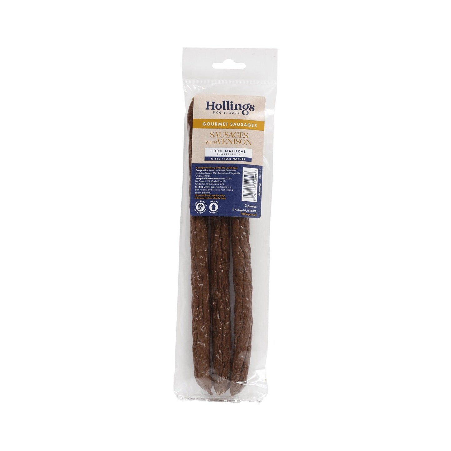 Hollings Sausage Venison 3pk - North East Pet Shop Hollings