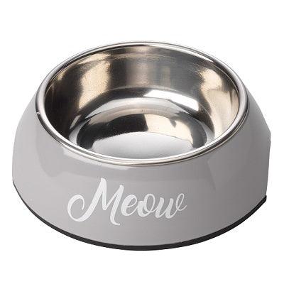 House of Paws Grey Meow 2 in 1 Cat Bowl - North East Pet Shop House of Paws