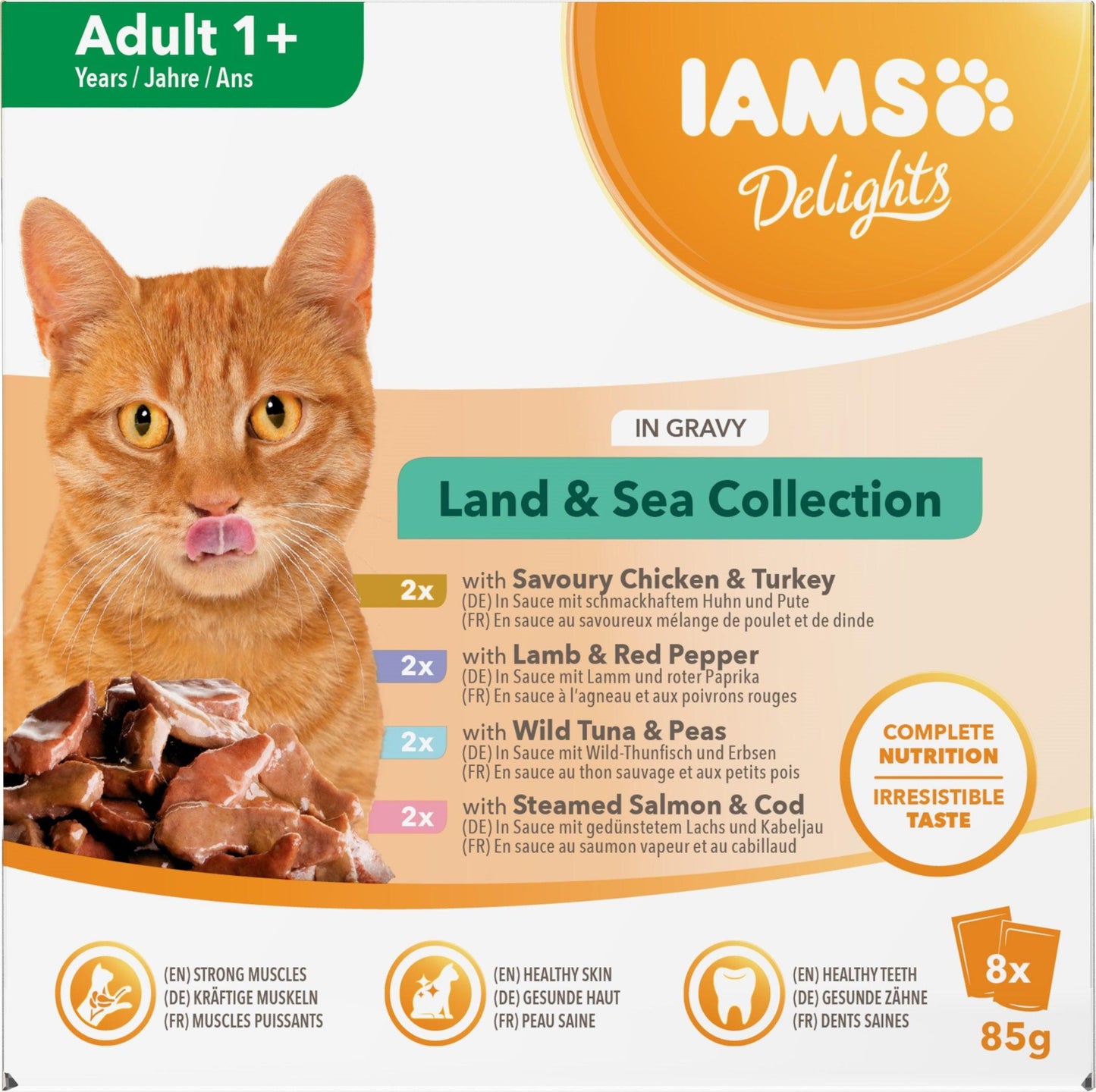 Iams Adult Delight Land&Sea Gravy 8x85g - North East Pet Shop Iams