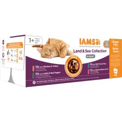 Iams Advanced Nutrition Adult 1+ Years Cat Food Land & Sea Collection In Gravy, 48 x 85g - North East Pet Shop Iams