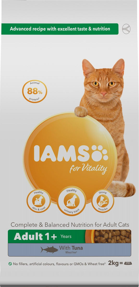 Iams Cat Adult Vitality Tuna 2x2kg - North East Pet Shop Iams