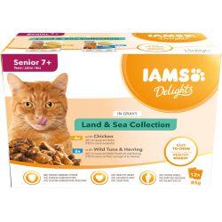 Iams Delights Senior Land & Sea Collection 7+ Years 12x85g - North East Pet Shop Iams