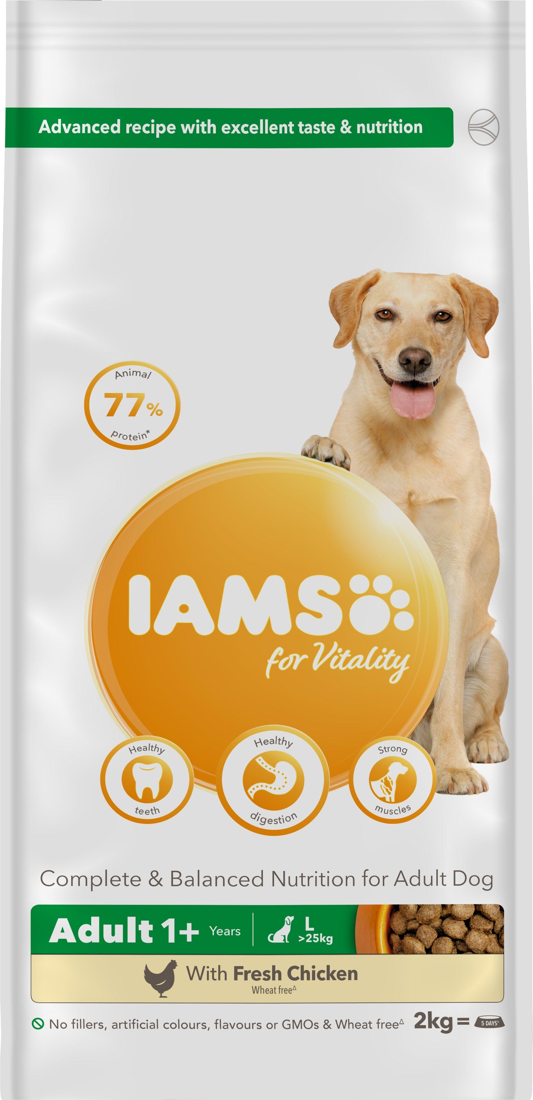 Iams Dog Adult Vitality Large Chck 2x2kg - North East Pet Shop Iams