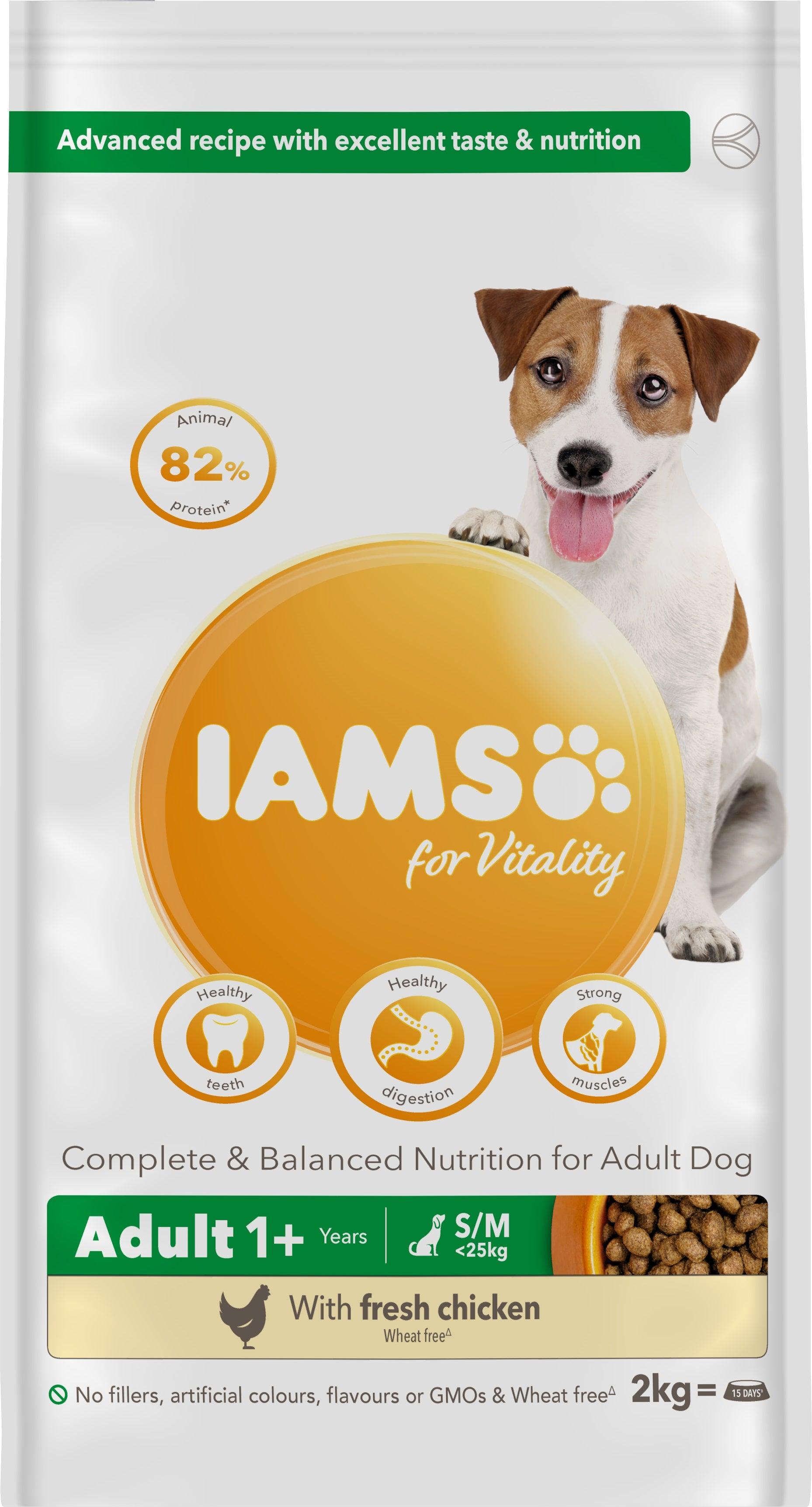 Iams Dog Adult Vitality Sml/Med Chicken 2kg - North East Pet Shop Iams