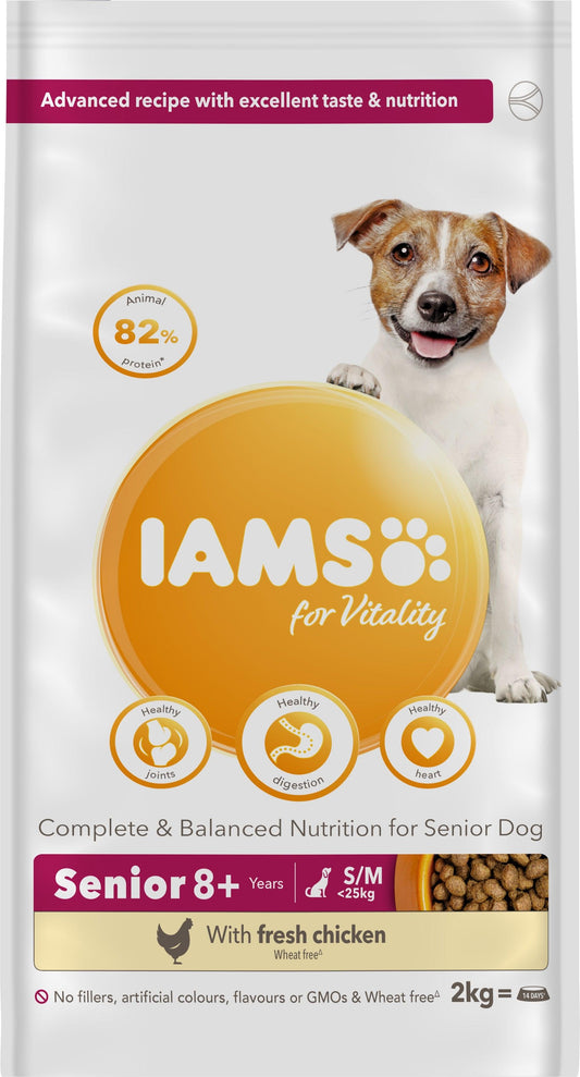 Iams Dog Senior Vitality S/M Chick 2x2kg - North East Pet Shop Iams