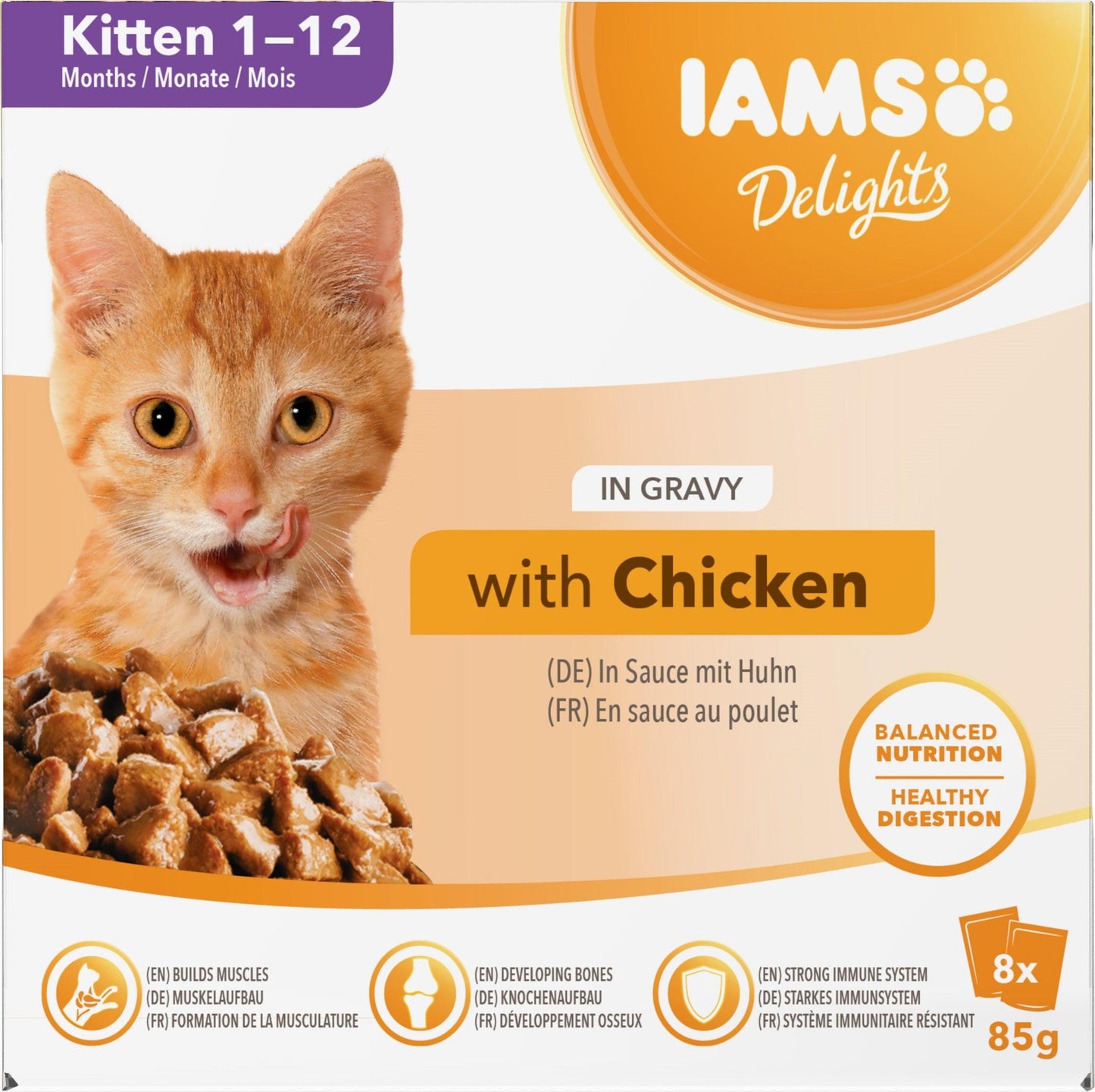 Iams Kitten Delight Chicken Gravy 8x85g - North East Pet Shop Iams