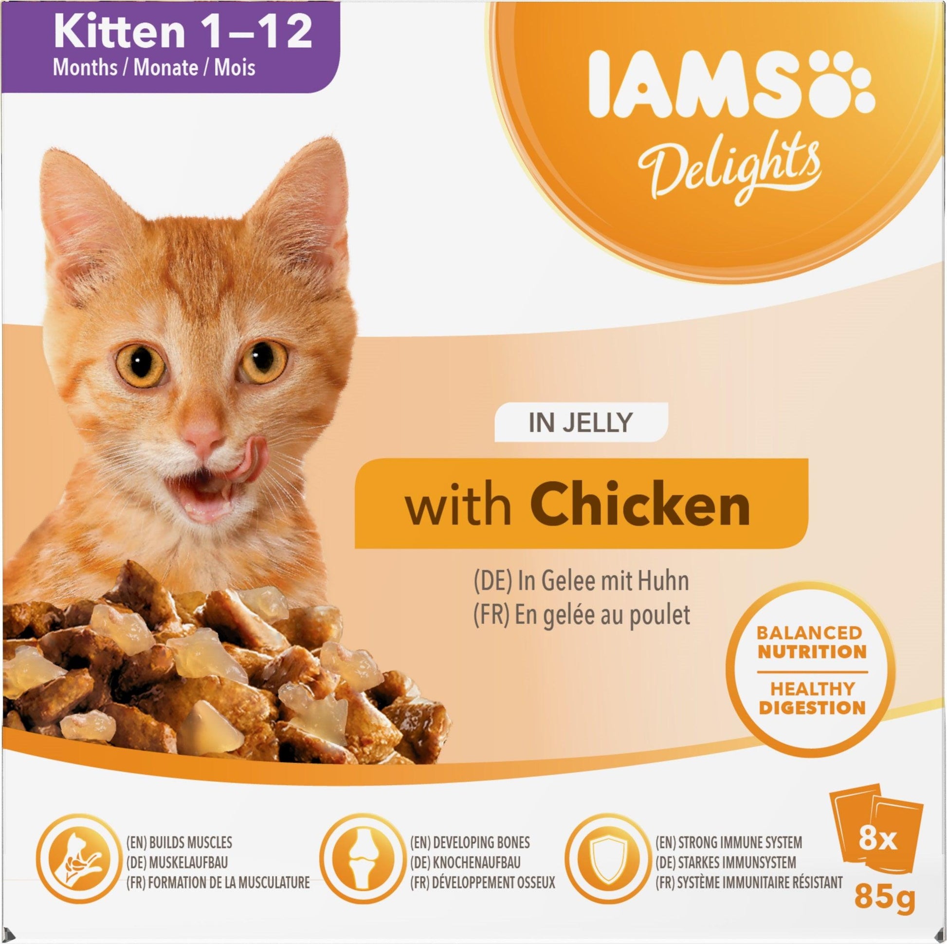 Iams Kitten Delight Chicken Jelly 8x85g - North East Pet Shop Iams